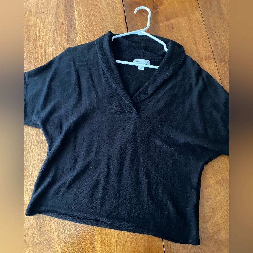 Coldwater Creek Black Textured Knit Top Size Medium